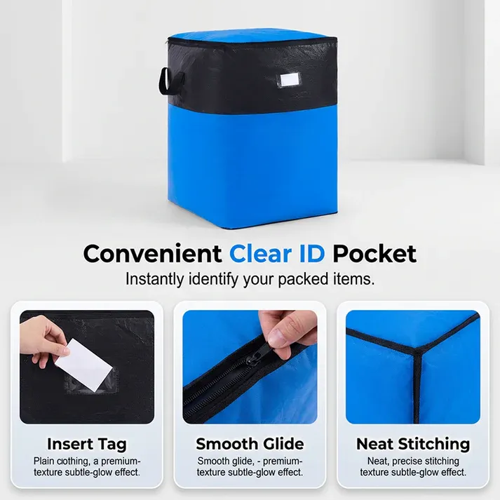 Collapsible Storage and Moving Bag – Heavy-duty handles & zippered closure – Folds flat, perfect for moving, travel or closet organization – reusable & easy to clean 🏠（2PCS）