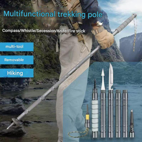 Durable trekking poles with concealed gear