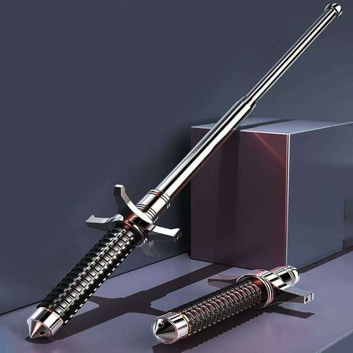 Three Section Foldable Portable Expansion Swinging Stick Steel Tip Rubber Handle Alloy