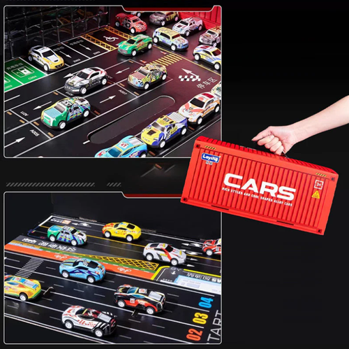 🎁48 Mini Pull-Back Cars with Built-In Garage Set