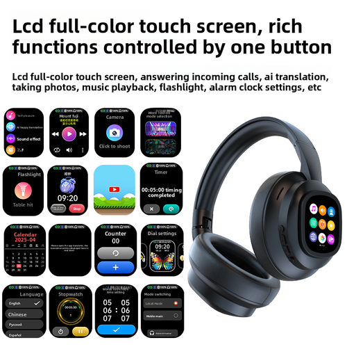 HYUNDAI X1 Pro Wireless Bluetooth Headphones - Black, LCD Touch Screen