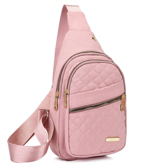 Multi-Pocket Lightweight Metal Zipper Chest Bag with Data Cable Hole