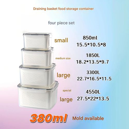 Plastic Fruit Refrigerator Storage Containers Organizer Box With Lid and Removable Colander Food Container