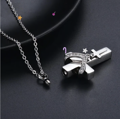 CROSS PENDANT FOR ASHES HOLY WATER
