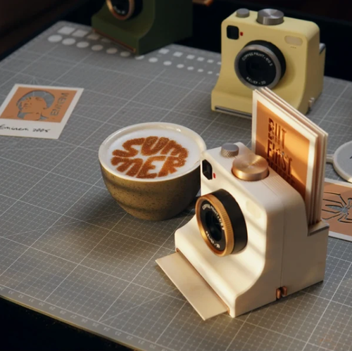 Retro Coffee Art Camera – Mechanical Latte Stencil Printer（4 Templates）