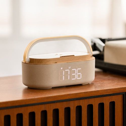 6 in 1 BT Speaker with Digital Alarm Clock FM Radio Adjustable LED Night Light 15W Wireless Charger
