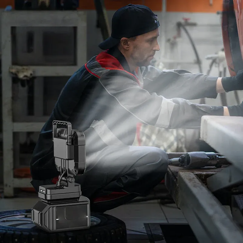 💡180° Rotatable LED Work Light – With Dual USB Power Bank Function – Rugged & Cordless – Universal Battery Compatibility – For Garage, Construction & Camping