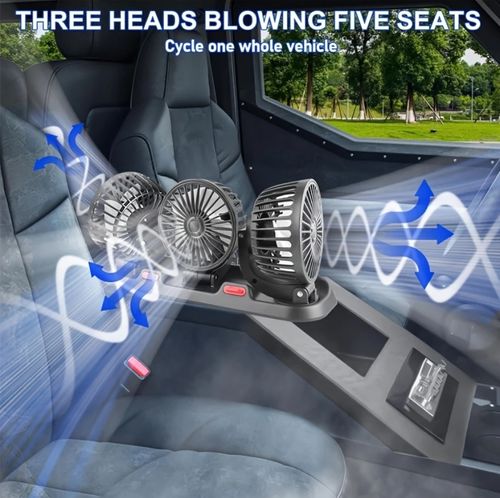 5V car fan, three-head USB interface electronic fan, 3-speed adjustable USB gadget, suitable for car cooling fan, car computer accessories - USB fan compatible with laptops