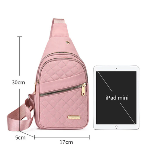 Multi-Pocket Lightweight Metal Zipper Chest Bag with Data Cable Hole