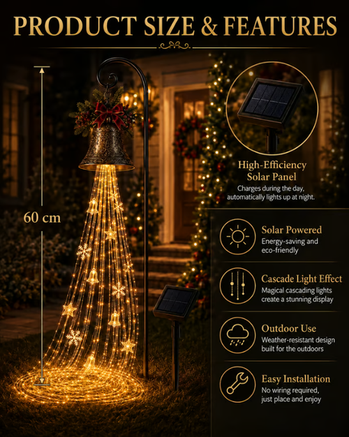 🎄 Solar garden light （Christmas bell cascade）✨