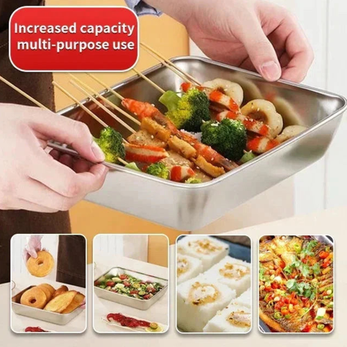 🔥🔥🔥6 Pcs Stainless Steel Square Plate（With Lid）🔥🔥🔥