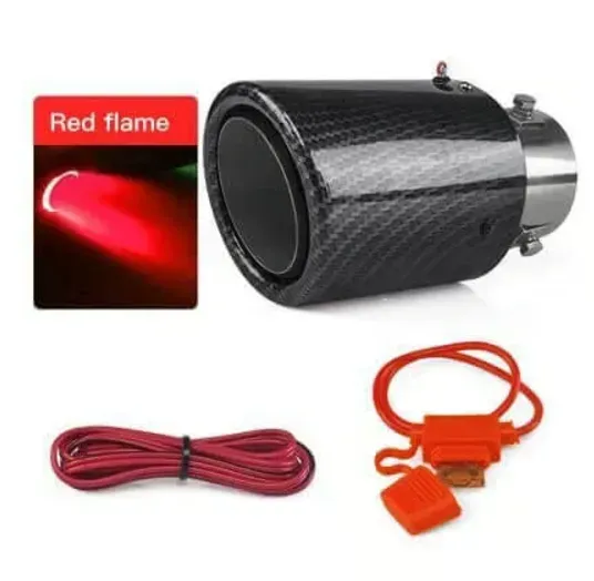 🚗LED Flaming Luminous Universal Car Modified Carbon Fiber Tail pipes💥