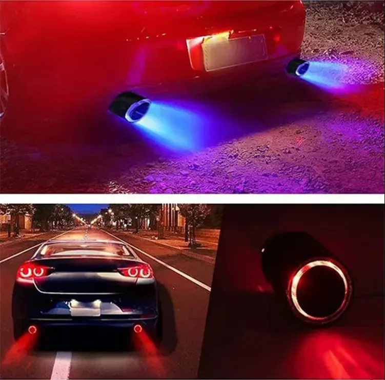 🚗LED Flaming Luminous Universal Car Modified Carbon Fiber Tail pipes💥