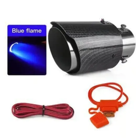 🚗LED Flaming Luminous Universal Car Modified Carbon Fiber Tail pipes💥