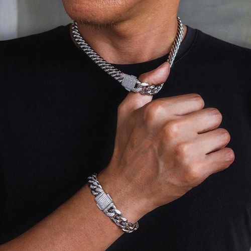 10mm Miami Cuban Bundle Iced Clasp Set 18K Gold