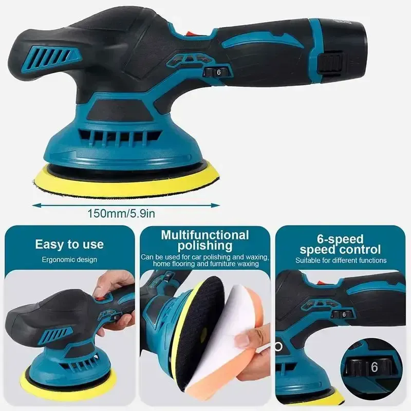 Cordless Car Buffer Polisher with 2 Batteries