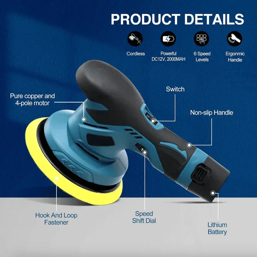 Cordless Car Buffer Polisher with 2 Batteries