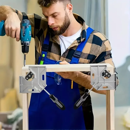 2pcs Right Angle Clamp, Aluminium Alloy Adjustable 90 Degree Corner Clamp, High Precision Woodworking Clamp Picture Frame Cabinet Clamp For Welding Framing Drilling Doweling