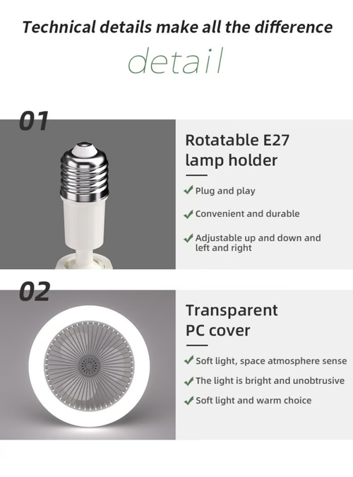 2 in 1 Adjustable Quiet Fan with Remote Control