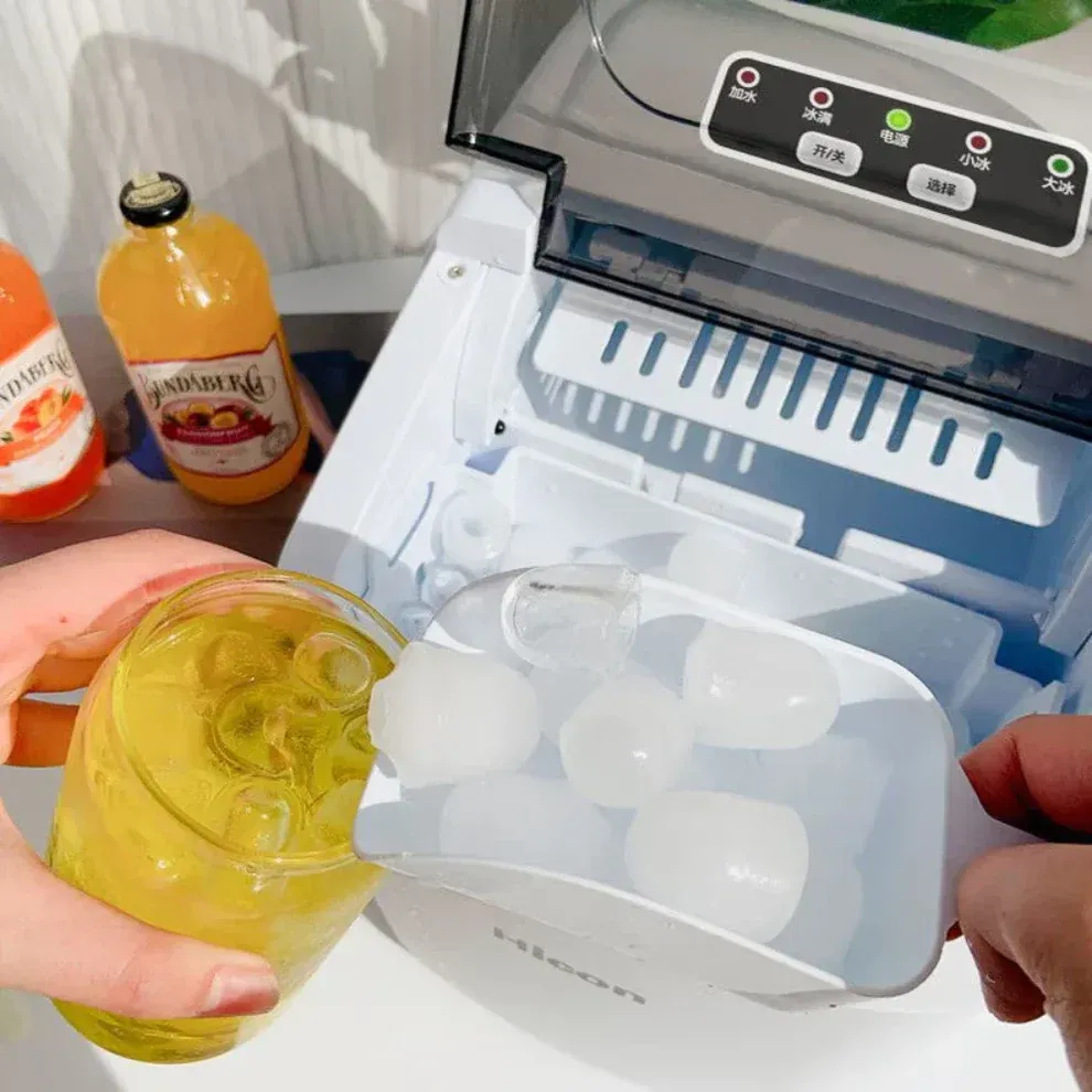 Hicon Ice Maker Automatic Electric Household Mini Square Shape Making Machine with Handle