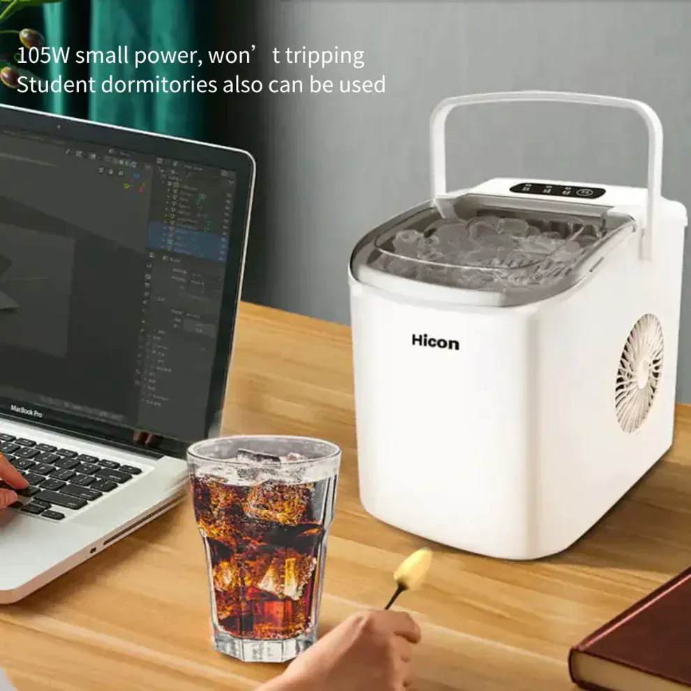 Hicon Ice Maker Automatic Electric Household Mini Square Shape Making Machine with Handle