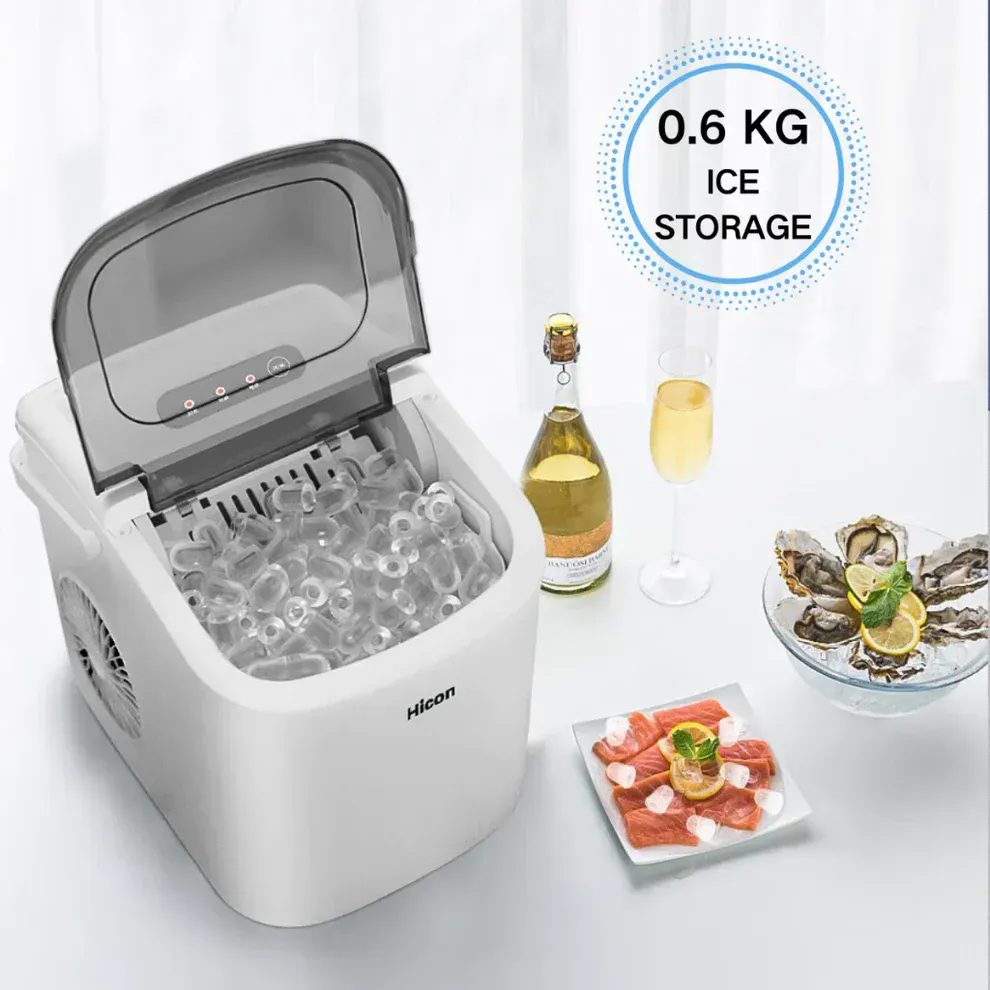 Hicon Ice Maker Automatic Electric Household Mini Square Shape Making Machine with Handle