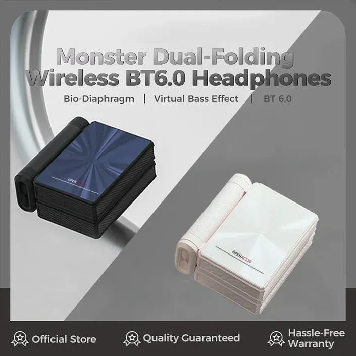 Monster AC530 Ear-Hook Wireless Bluetooth Headphones — Bone Conduction Concept, Non-In-Ear Design, Dual-Foldable — Ideal for Sports and Running