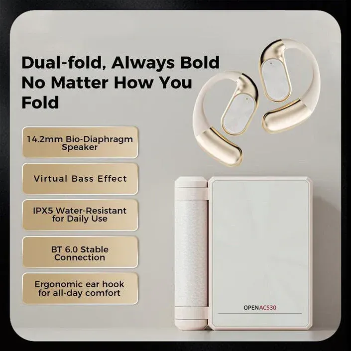 Monster AC530 Ear-Hook Wireless Bluetooth Headphones — Bone Conduction Concept, Non-In-Ear Design, Dual-Foldable — Ideal for Sports and Running