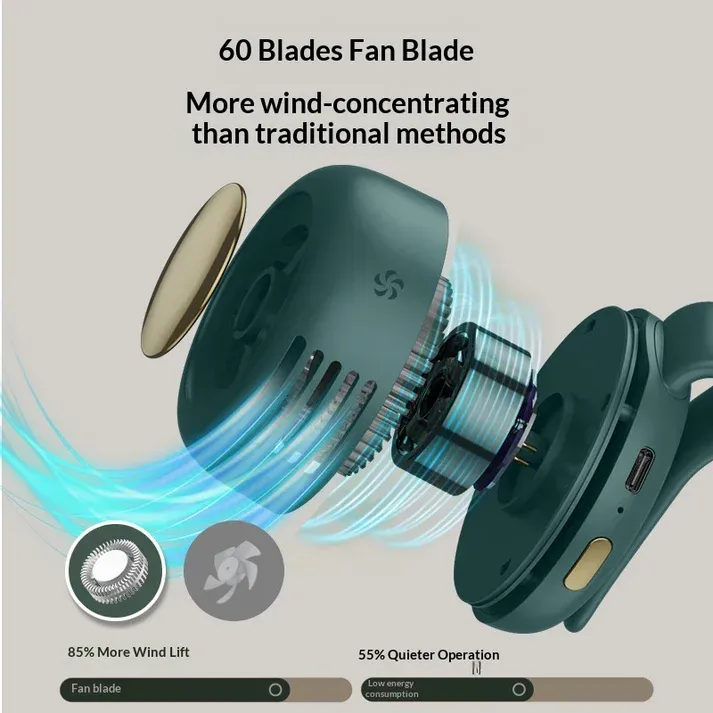 Best Seller Mini Cyclone Portable Fan – Clip-On Waist Fan, Handheld Bladeless Personal Cooling Fan, Rechargeable & USB Powered