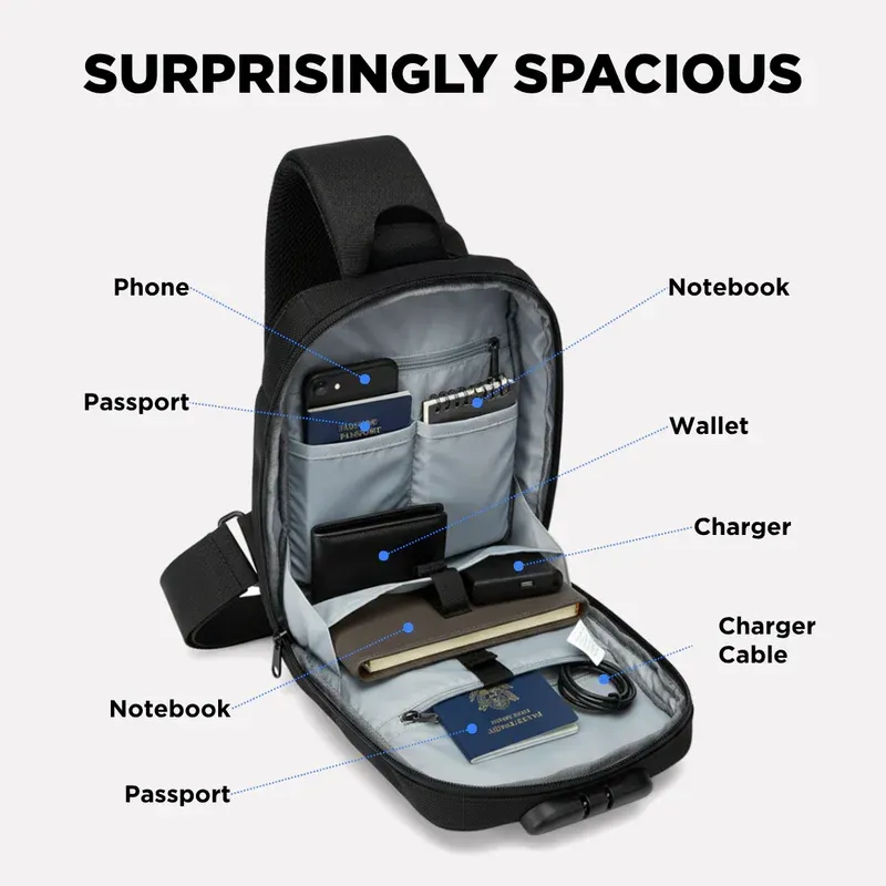 OZUKO Men's Chest Bag — Premium, Waterproof, Multi-functional Crossbody Sling Bag for Sports, Commuting, and Everyday Carry