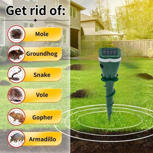 Ultrasonic Mole Repellent for Lawns Solar Powered Waterproof Expel Mole Gopher Snake Vole for Lawn Garden Yard