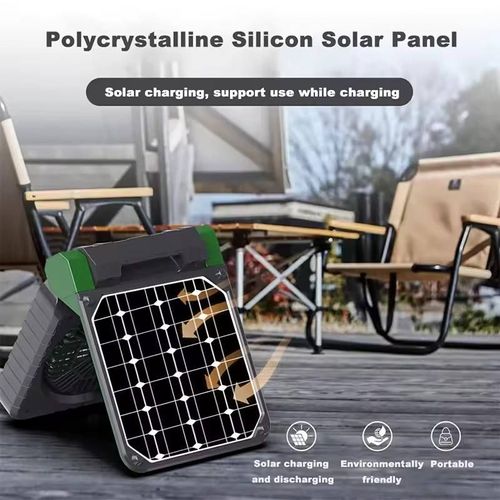 Solar-powered portable rechargeable fan for outdoor camping