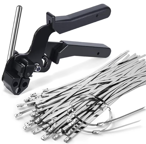 🔥Stainless Steel Cable Tie Gun with Metal Zip Ties（100 items）