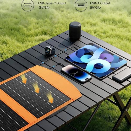 Solar-powered folding bag, 3-fold USB charger, outdoor camping, mobile phone charging, photovoltaic panel, 5V 10W voltage stabilizer