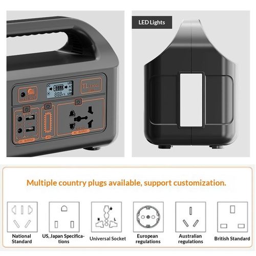 150W 220V 110V Lead-Acid Power Bank with LED Lighting Solar Charging USB-A USB-C Outlets Solar Power Station for Outdoor Use