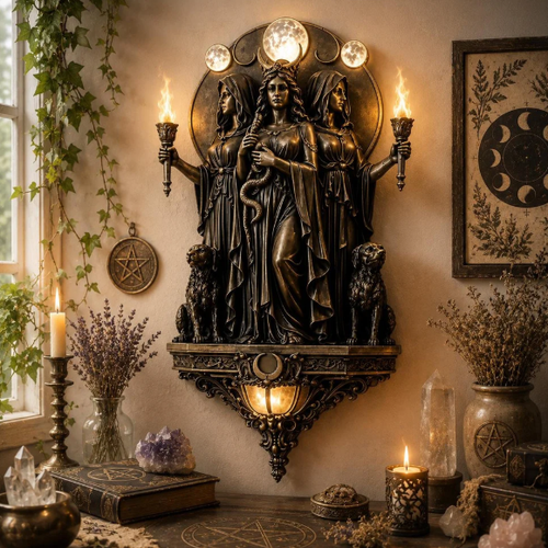 Triple Goddess Hecate LED Wall Sconce