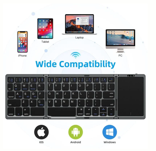 Foldable Bluetooth Keyboard with Touchpad