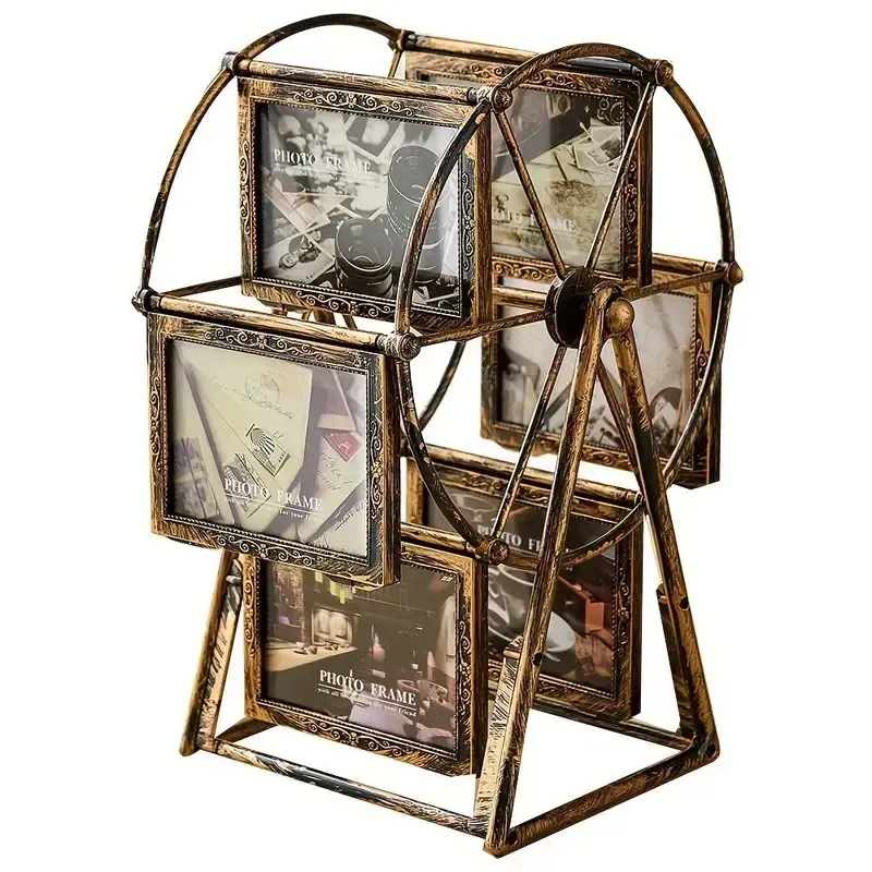 Set of vintage photo frames on wheels, photo organizer for home, office, school, dorm room and bedroom, classic rectangular frame, home decor, sturdy frame