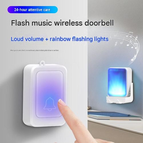 Wireless remote control doorbell with sound and light, no need for electricity