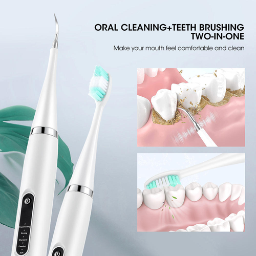 2-in-1 Sonic Ultrasonic Toothbrush Set Soft Bristle Cleaning Head 5 Modes IPX7 Waterproof Multi-Speed Teeth Whitening