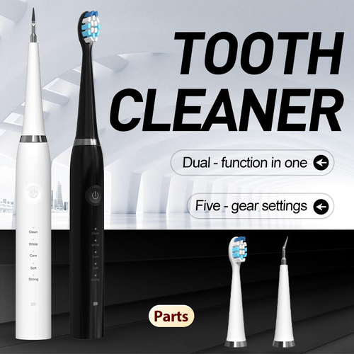 2-in-1 Sonic Ultrasonic Toothbrush Set Soft Bristle Cleaning Head 5 Modes IPX7 Waterproof Multi-Speed Teeth Whitening