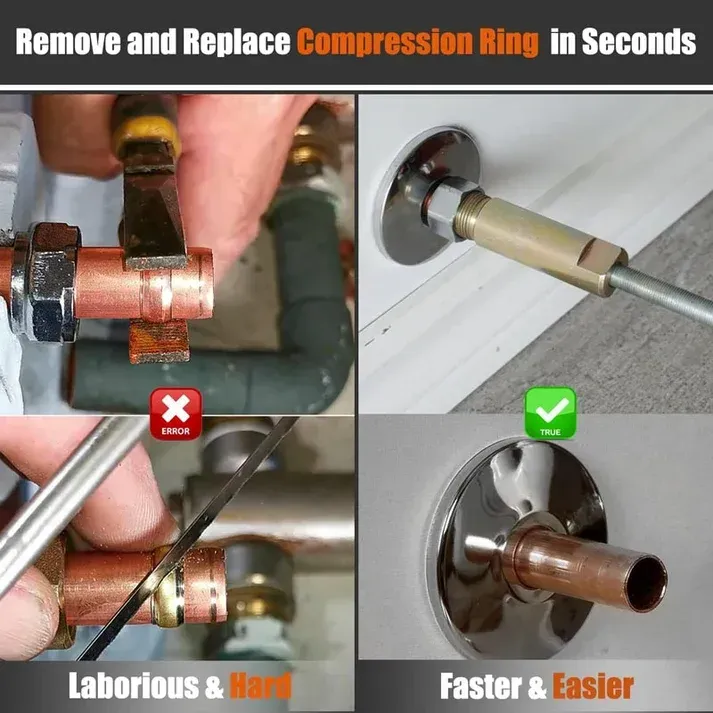 ⚡ Compression Sleeve Puller & Ferrule Removal Tool – Carbon Steel, Pipe‑Safe, Quick Disassembly ✨