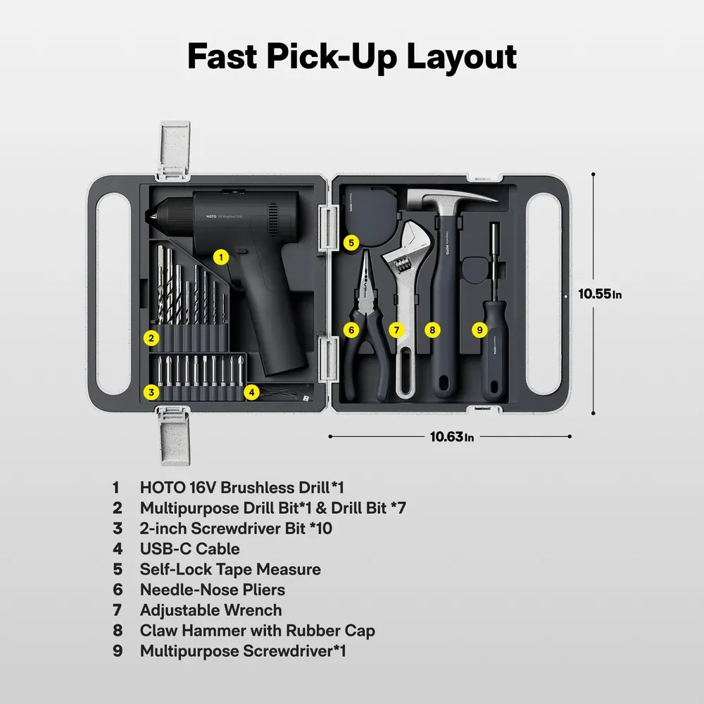 25pcs 16V Brushless Drill Sets DIY Electric Drill Set Premium Household Tool Kit with Digital Display