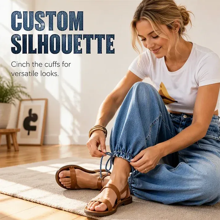👖 One Pair, Two Silhouettes | Women's High-Waisted Balloon Jeans with Drawstring Cuffs