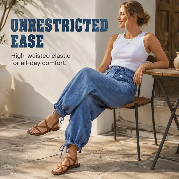 👖 One Pair, Two Silhouettes | Women's High-Waisted Balloon Jeans with Drawstring Cuffs