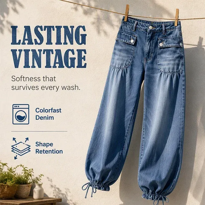 👖 One Pair, Two Silhouettes | Women's High-Waisted Balloon Jeans with Drawstring Cuffs