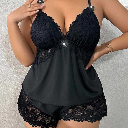 Two-piece lace pajama set and two-piece lace nightgown set