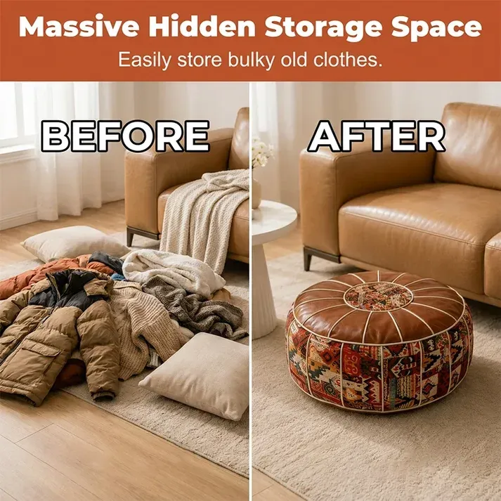 🛋️ Multifunctional Storage Ottoman Pouf – Stylish & Practical ✨