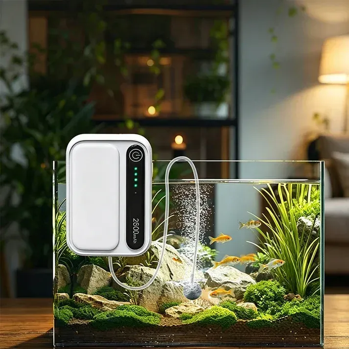🐟 Rechargeable Portable Oxygen Pump: 4800mAh, Dual-Outlet, Ultra-Quiet, Long-Lasting for Fishing & Aquariums