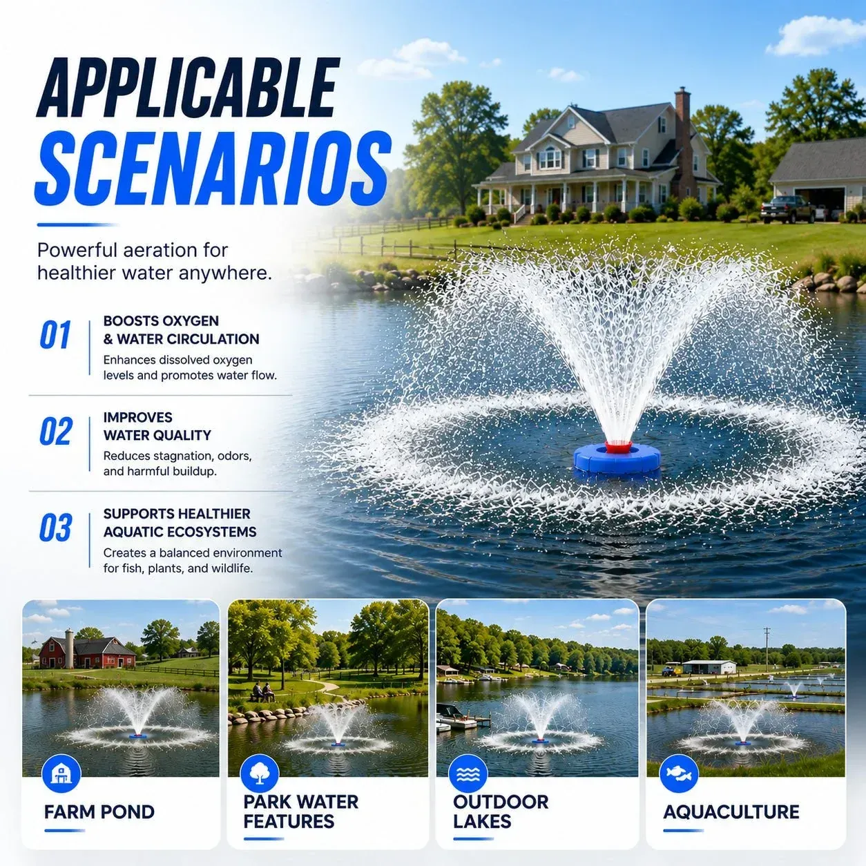 Mroace Fully Automatic Floating Fountain Aerator